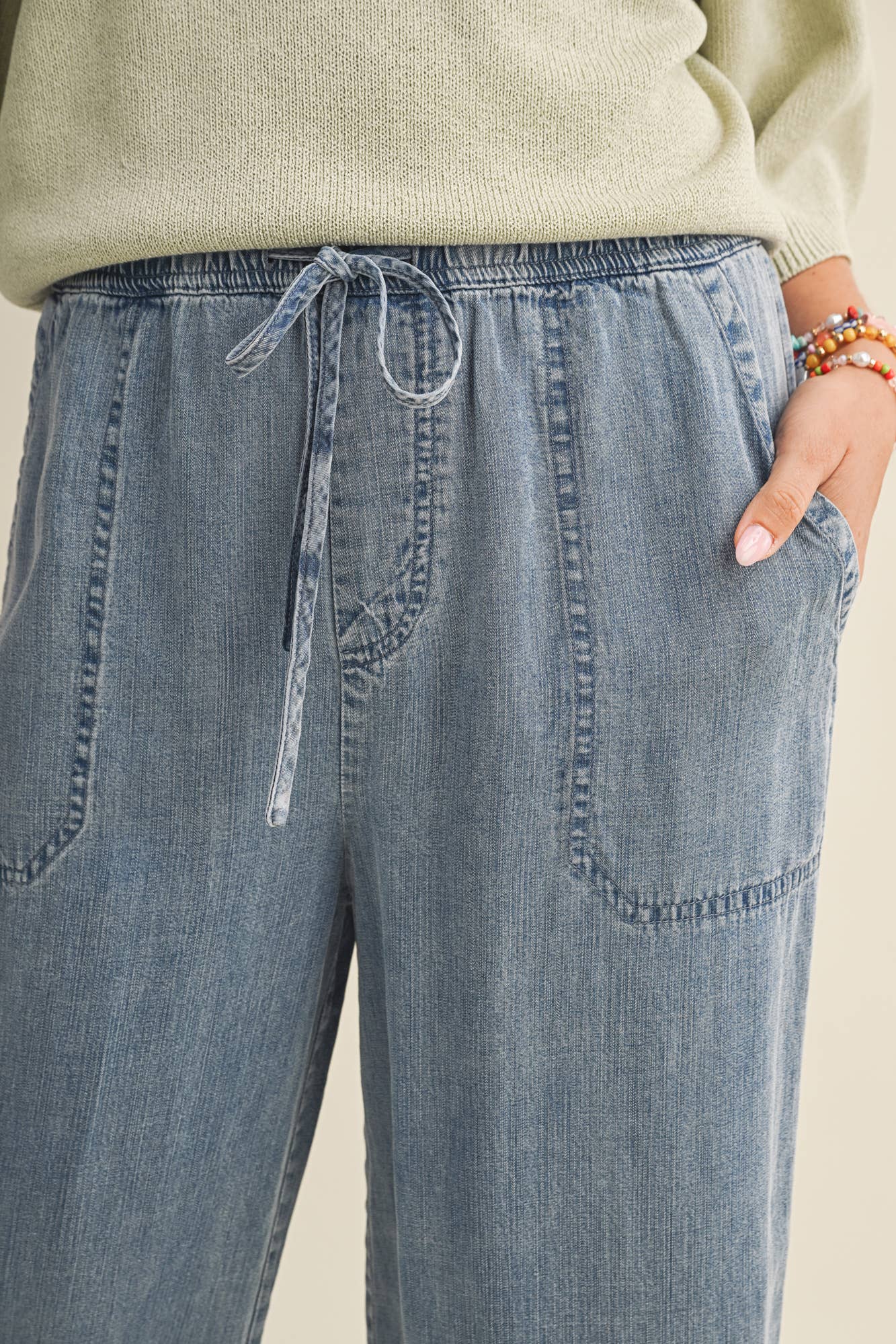 Everyday Washed Denim Soft Wide Leg Pants