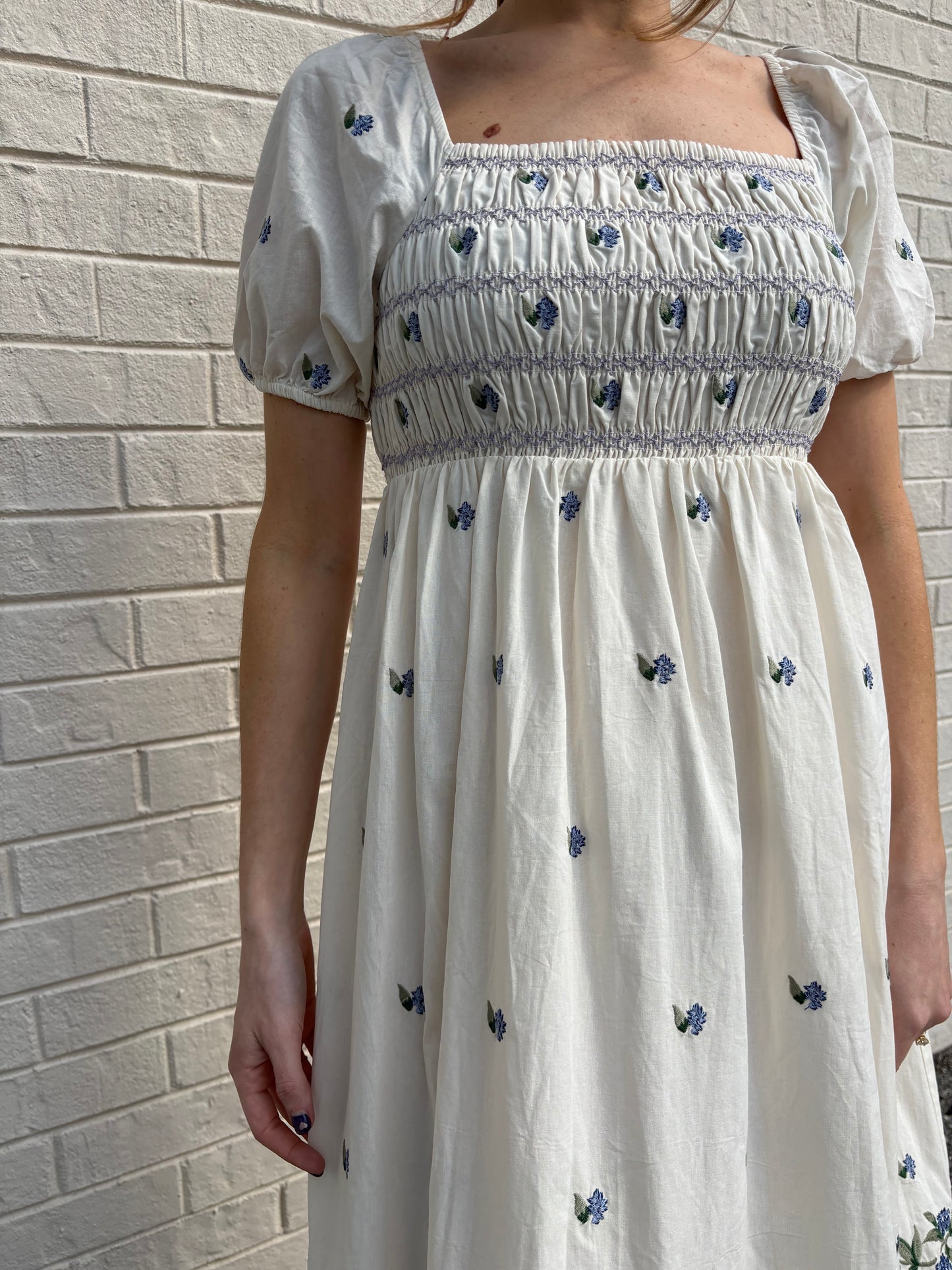 Ivory Embroidered Cotton Maxi Dress