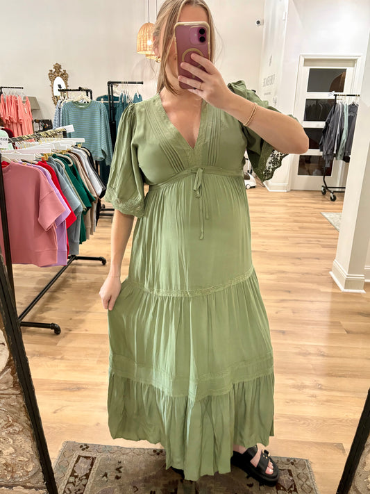 Sage Trim Maxi Dress