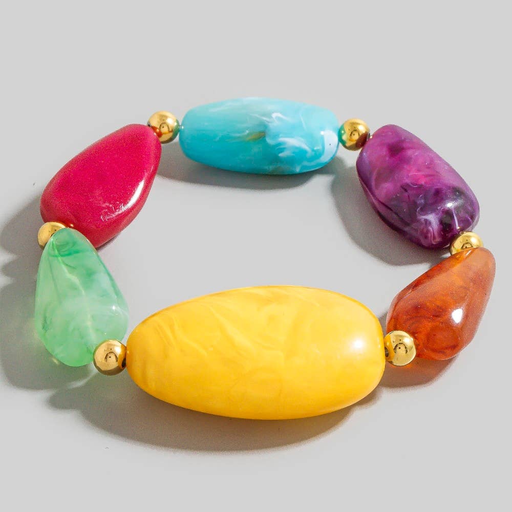 Multicolor Marble Resin beaded Bracelet