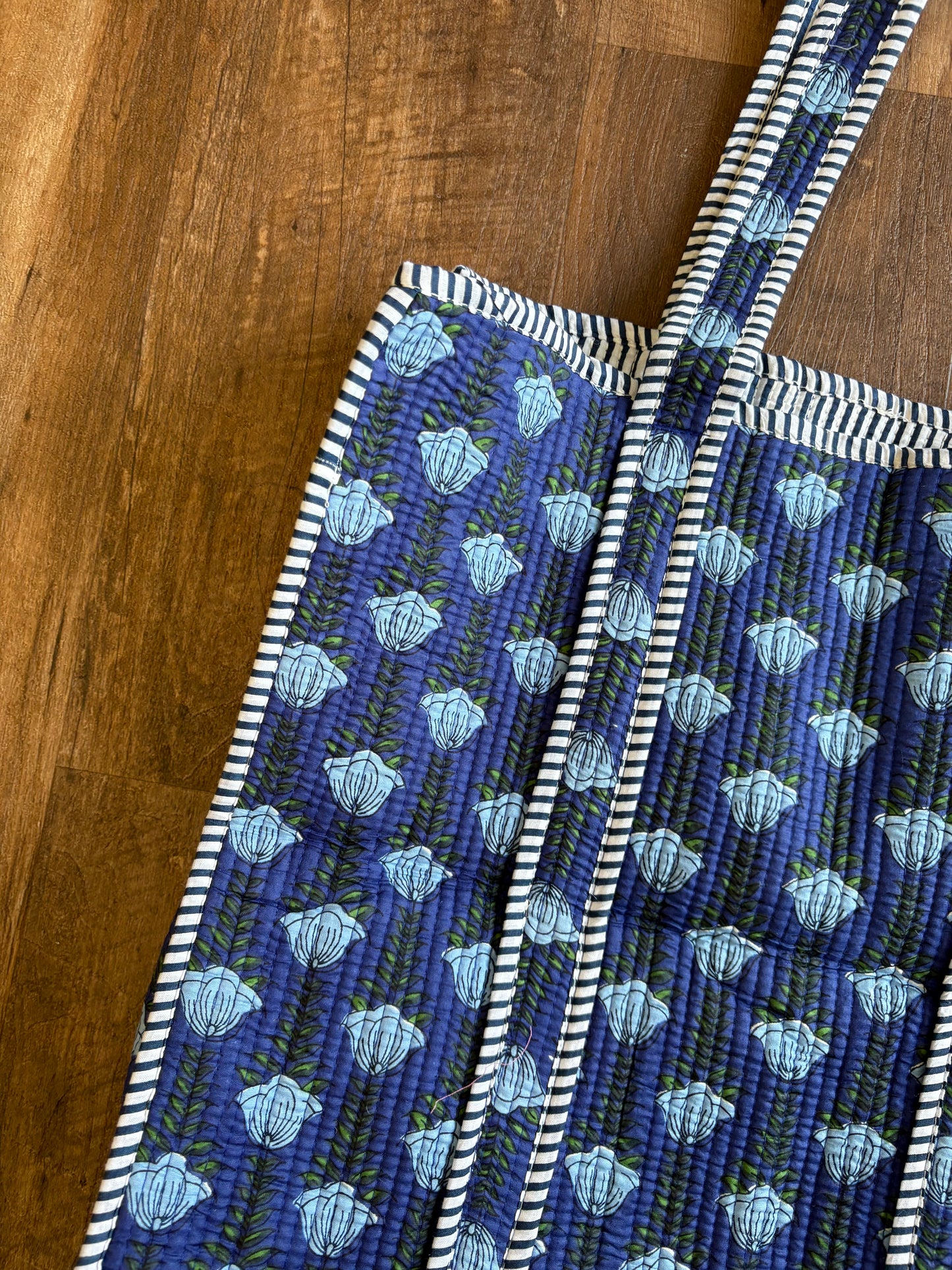 Blue Floral Quilted Large Bag