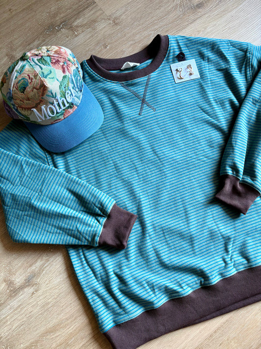 Teal Buttery Soft Striped Pullover