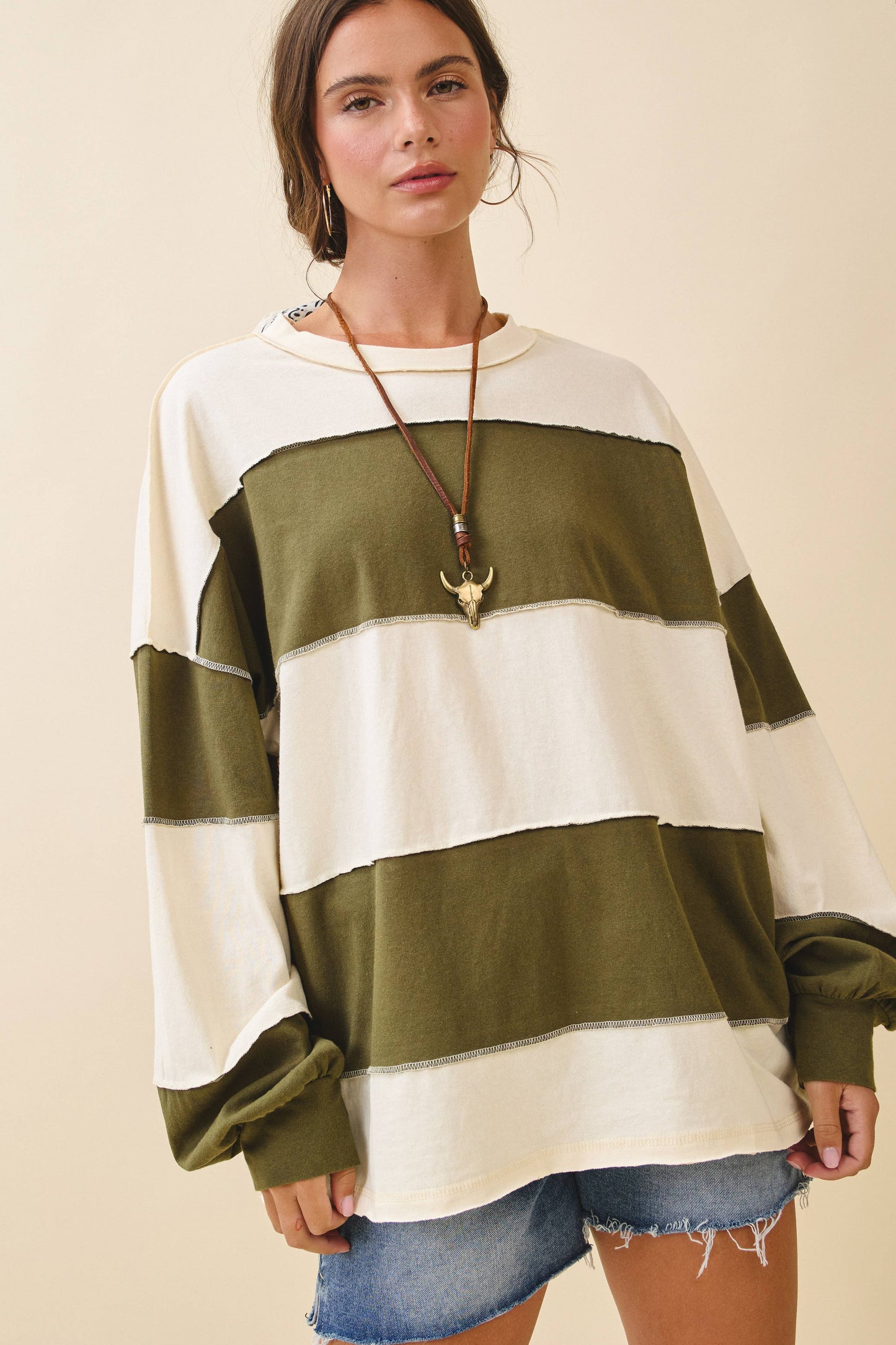 Contrast Striped Long Sleeve Top