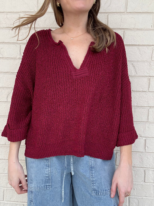 Wren Cabernet Sweater Top