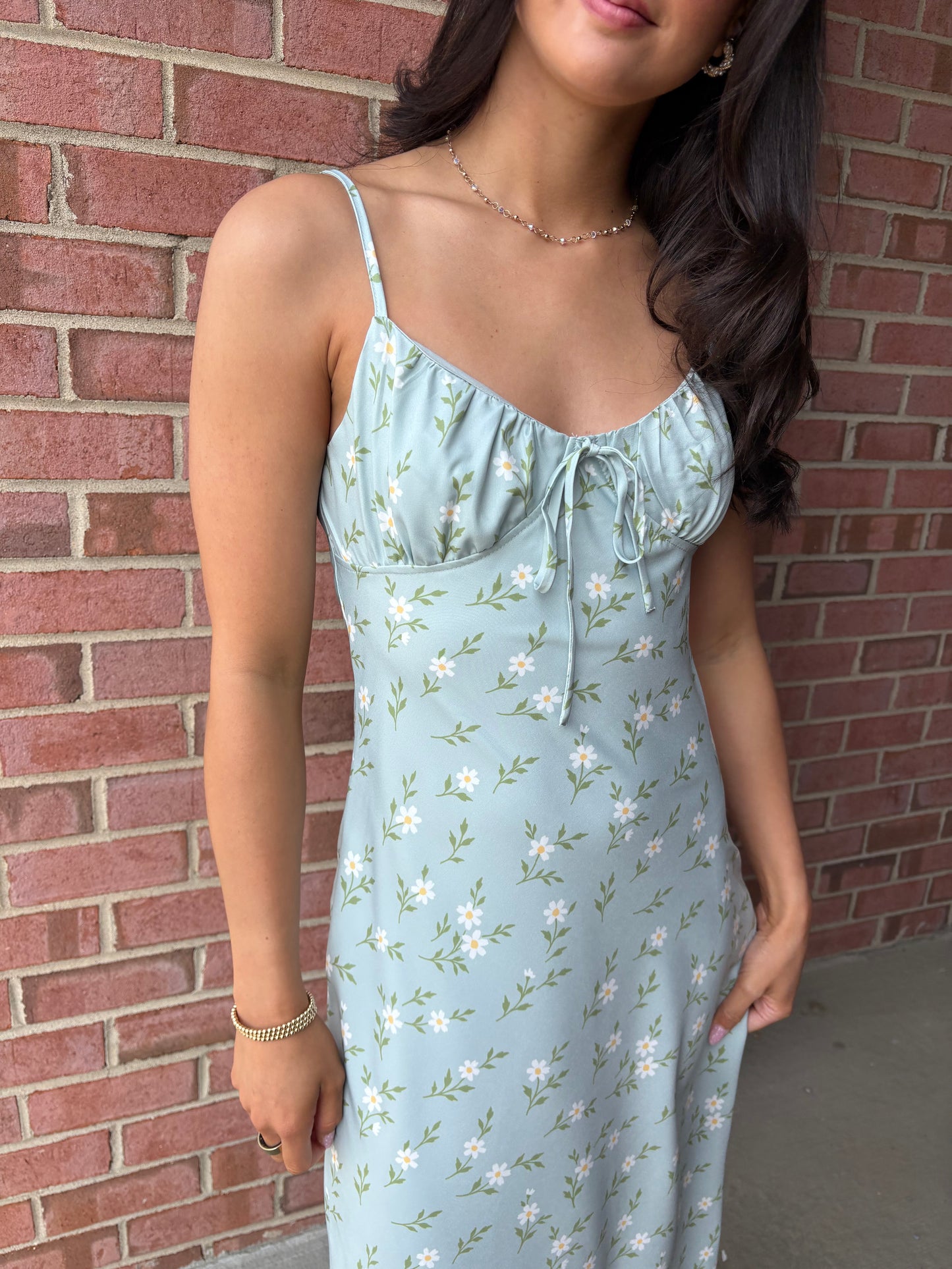 Mint Floral Midi Dress
