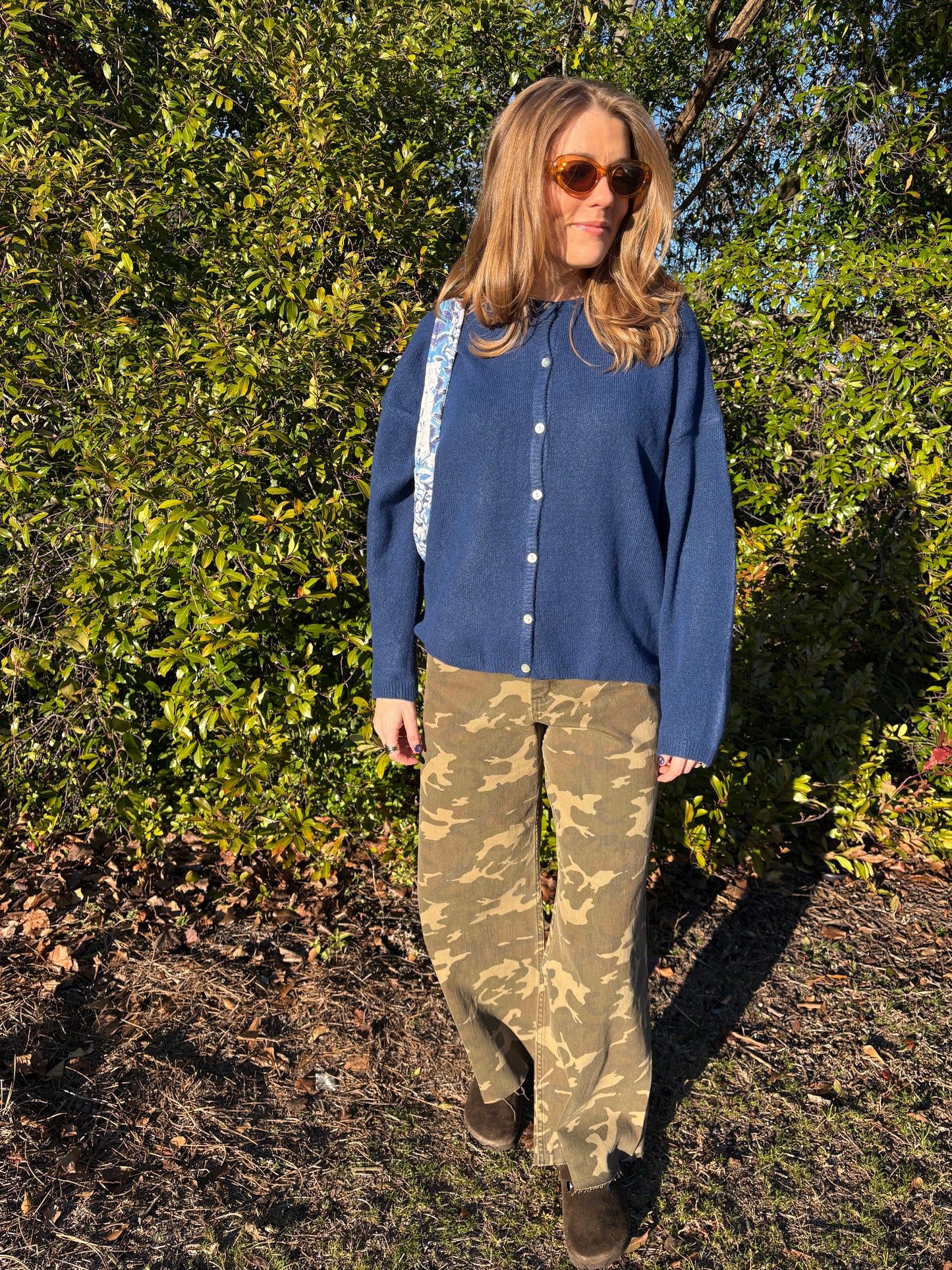 Camouflage Print Denim Pants