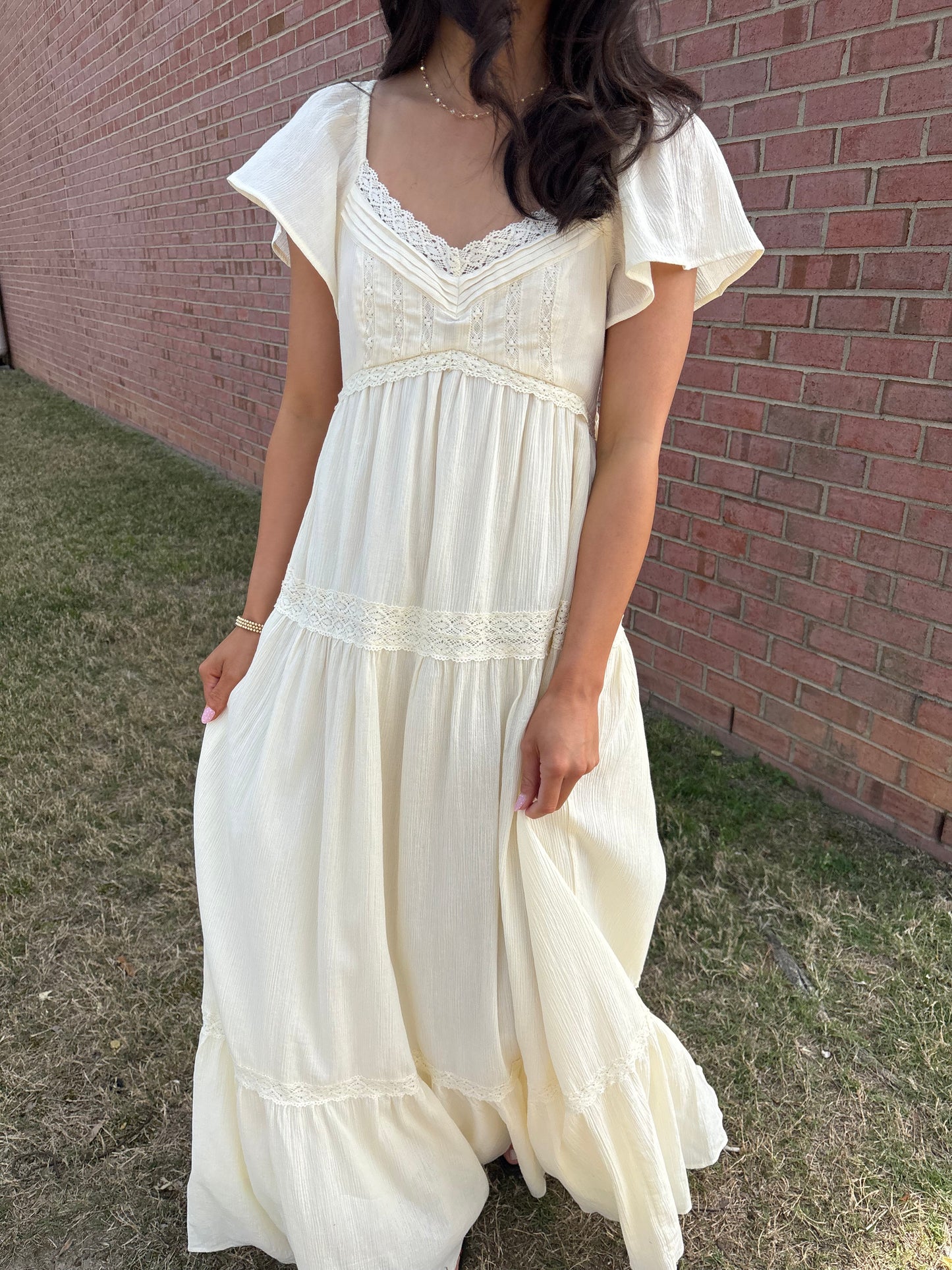 Buttercream Cotton Lace Maxi Dress