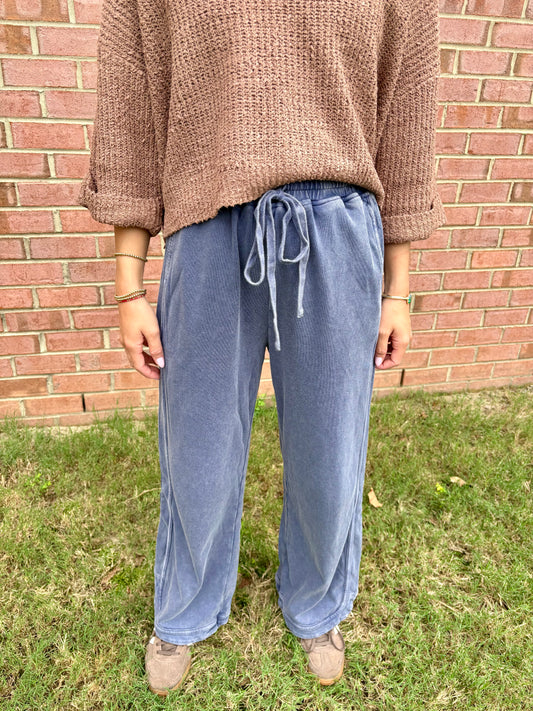 Navy Washed Pants