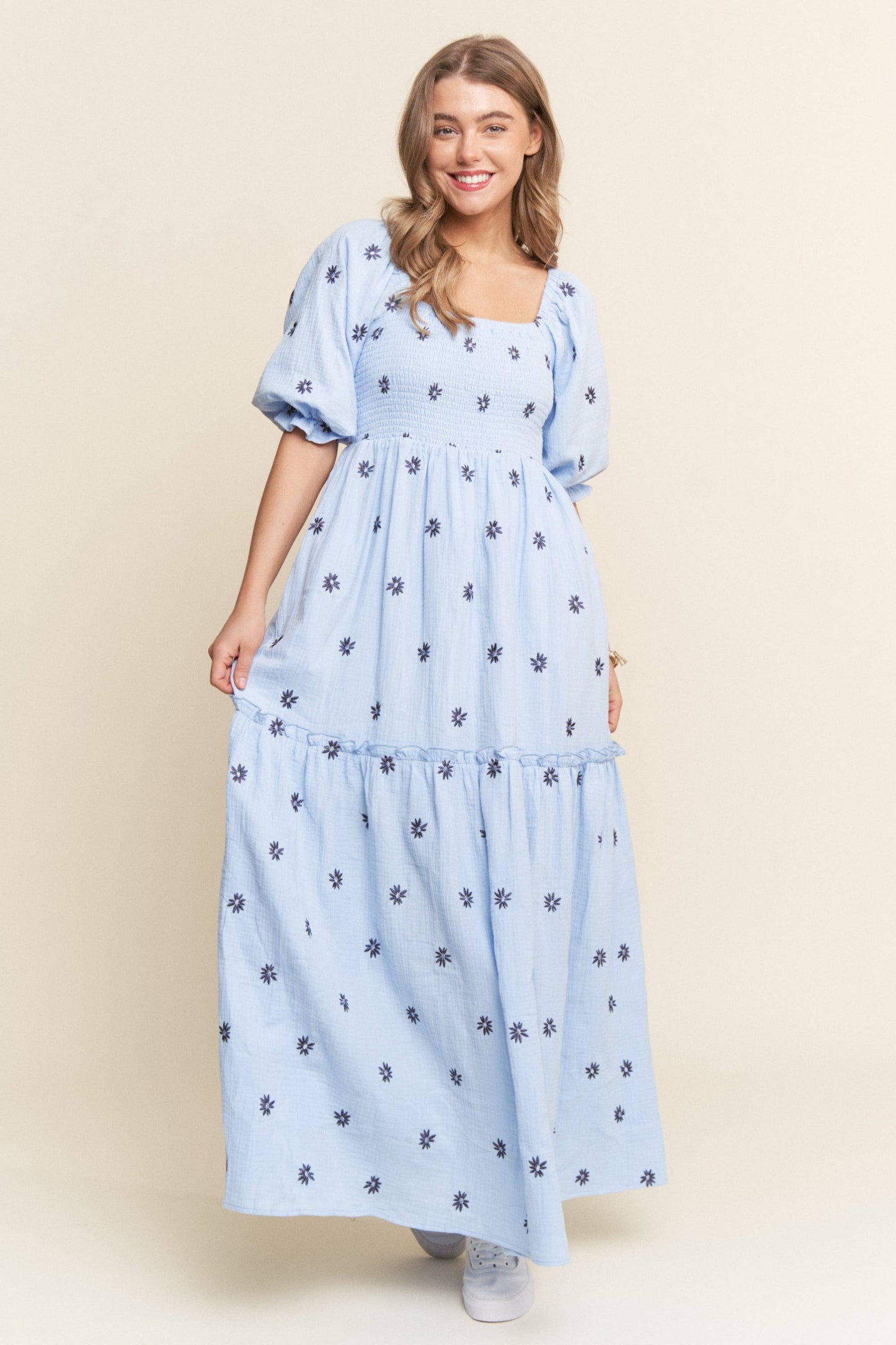Bailey Blue Embroidered Maxi Dress