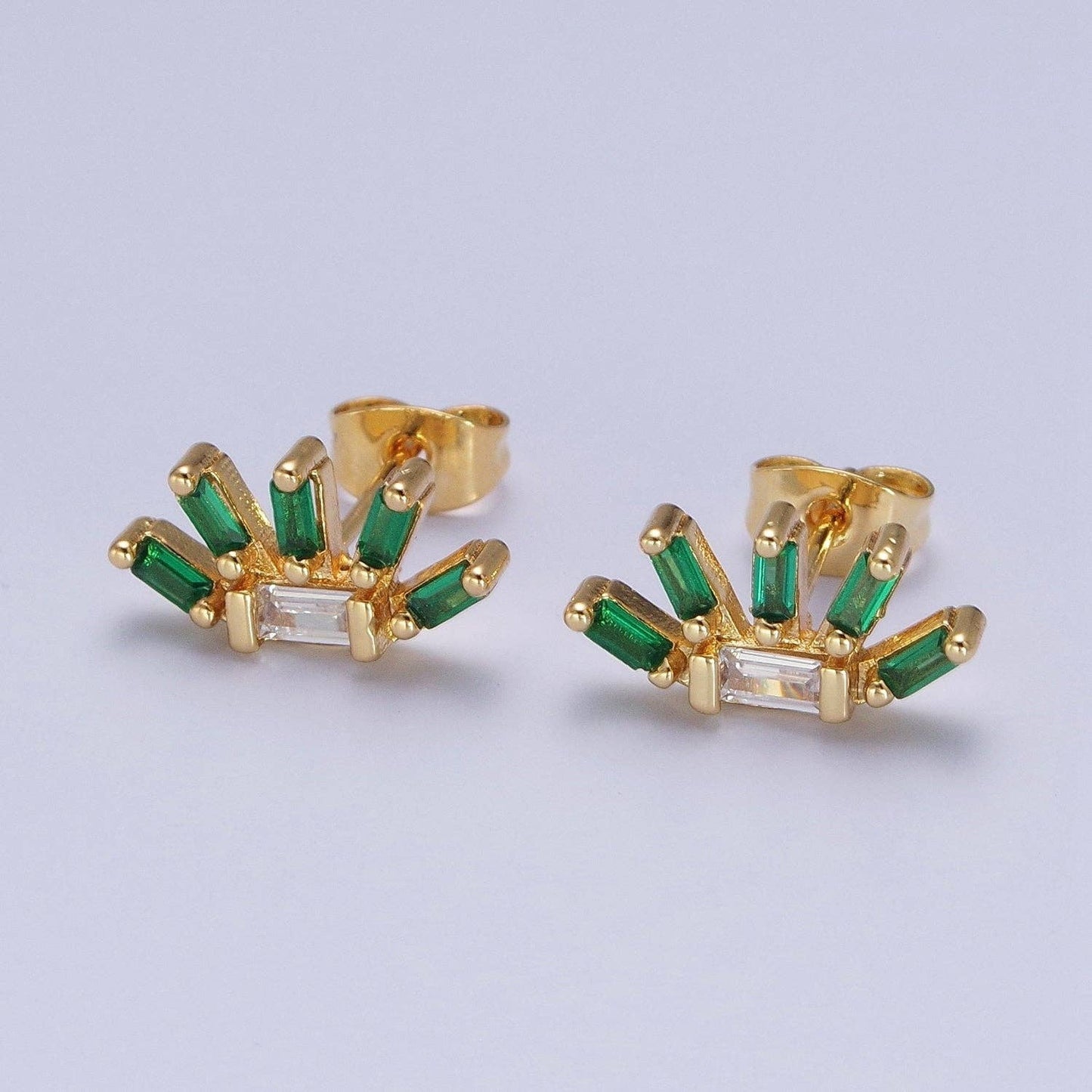 Green Baguette Earrings