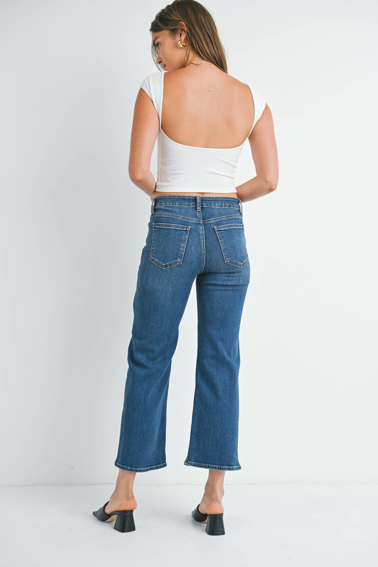 Slim Wide Leg Dark Denim