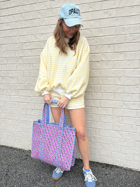 Butter Yellow Gingham Shorts Set