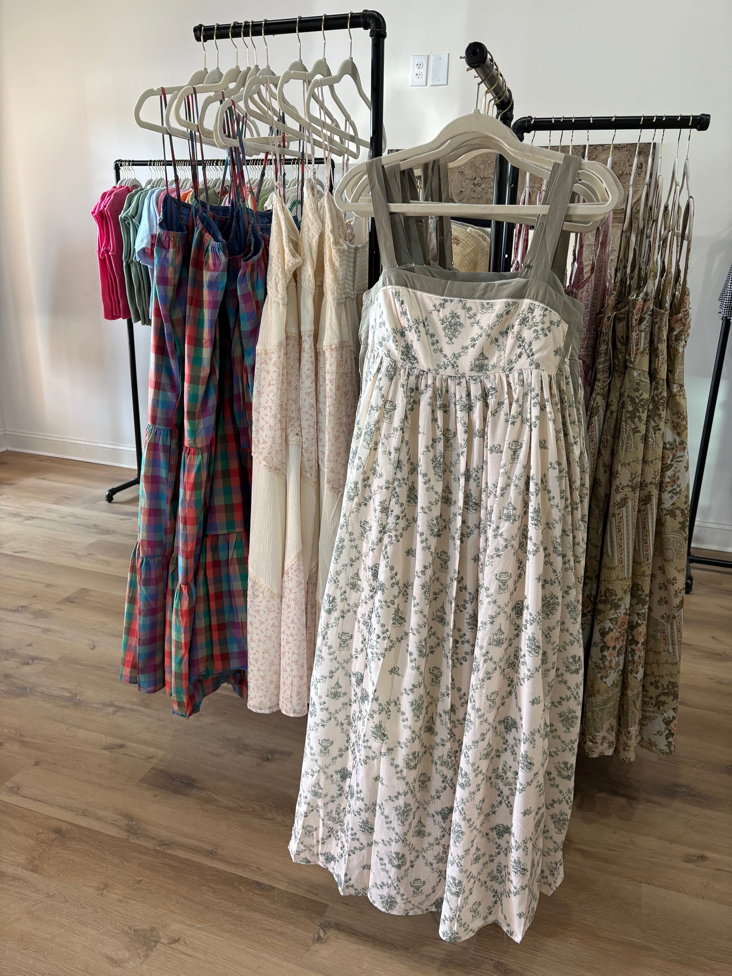 Green Toile Maxi Dress