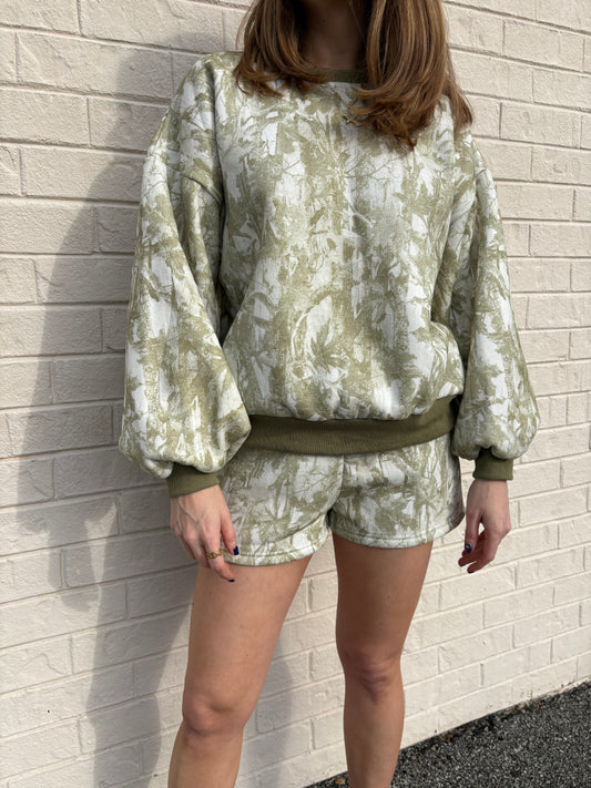 Woodland Camo Olive Crewneck Set