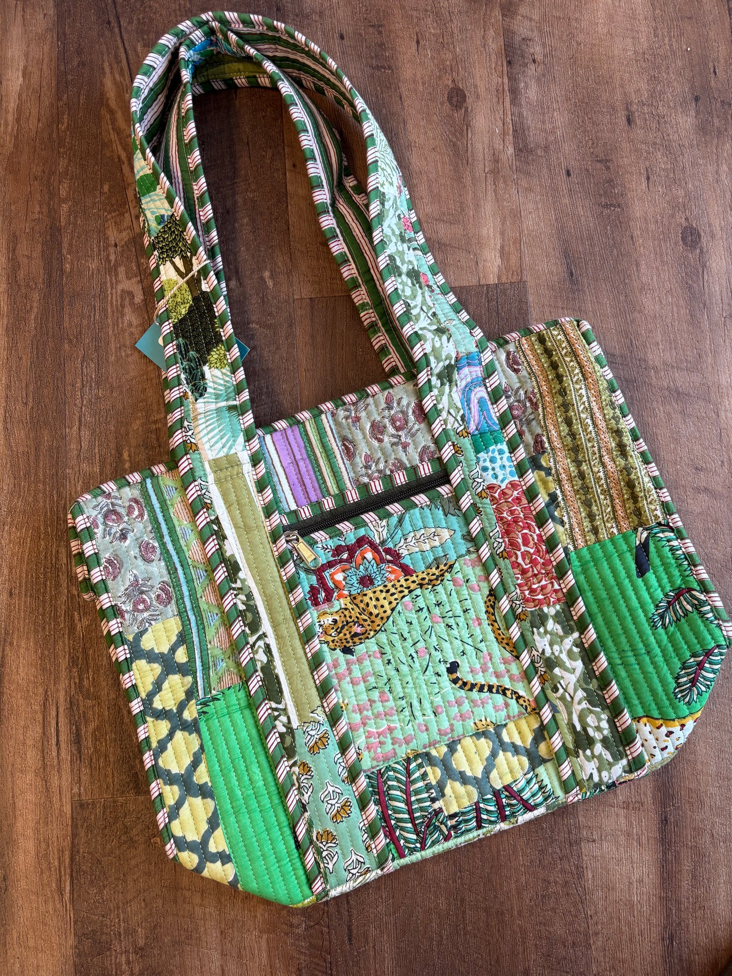 Green Small Quilted Tote