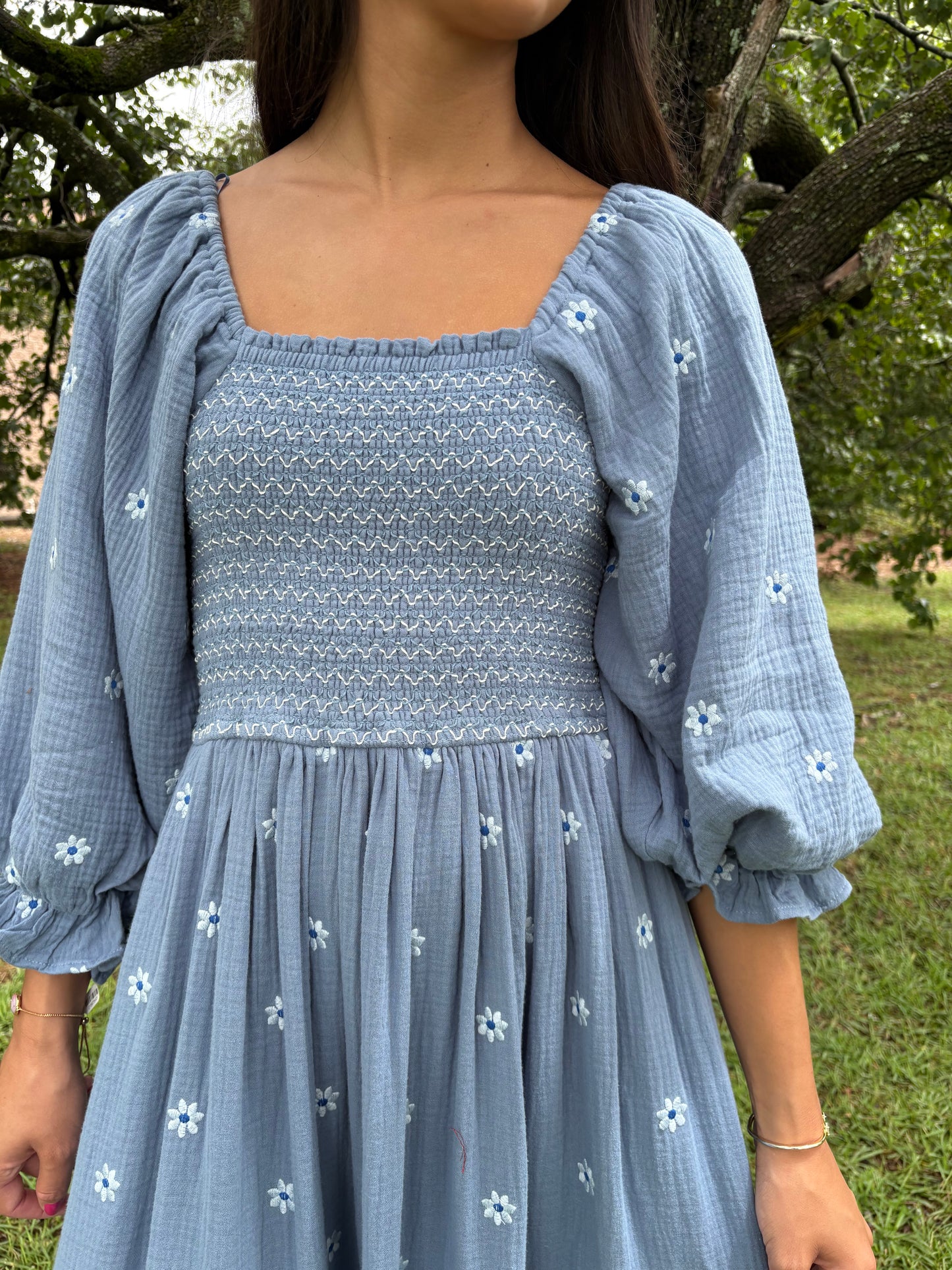 Indigo Embroidered Maxi Dress