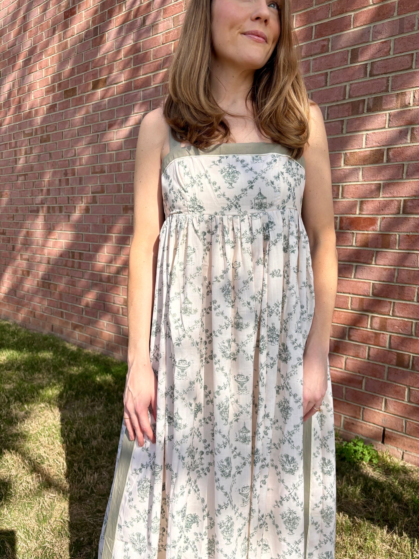 Green Toile Maxi Dress