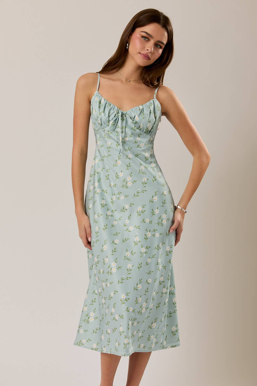 Mint Floral Midi Dress