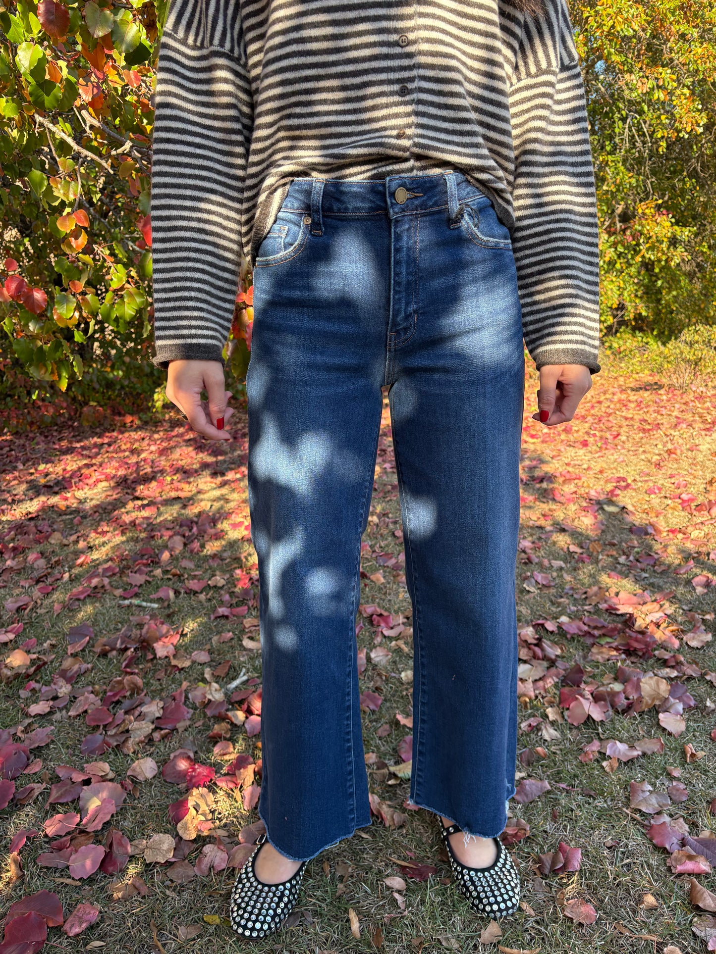 Slim Wide Leg Dark Wash Denim