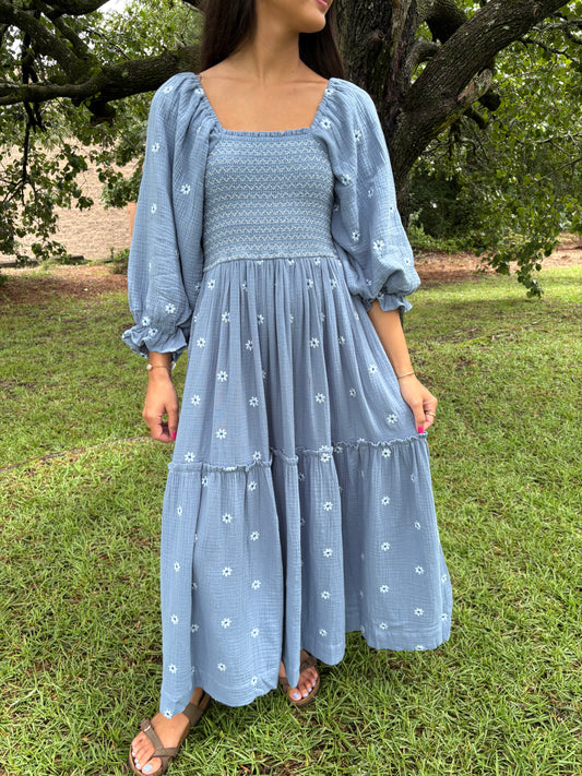 Indigo Embroidered Maxi Dress
