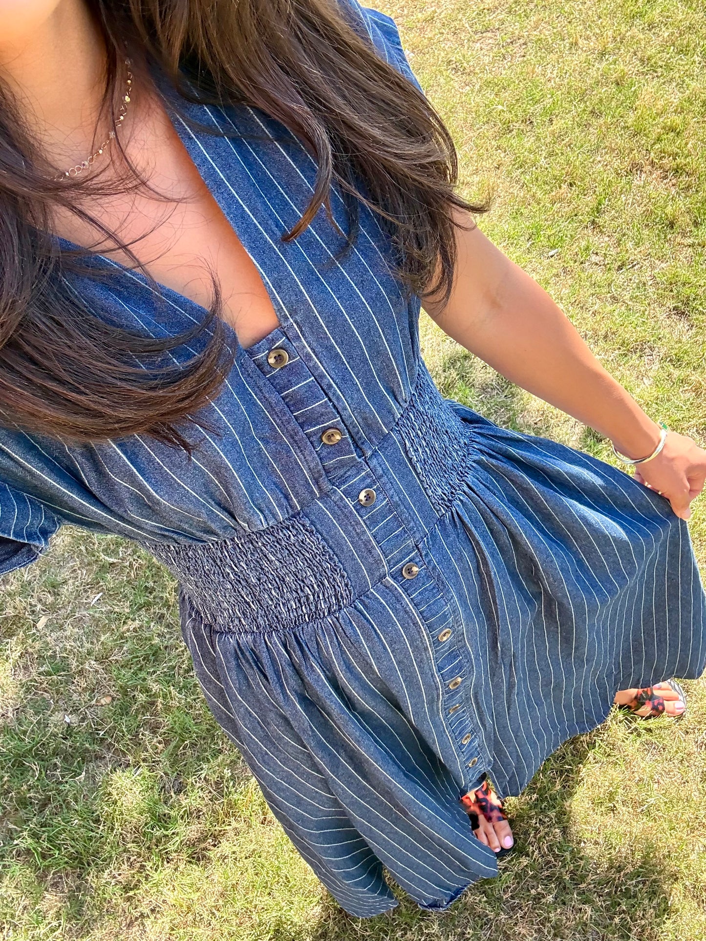 Liz Dark Wash Denim Midi Dress