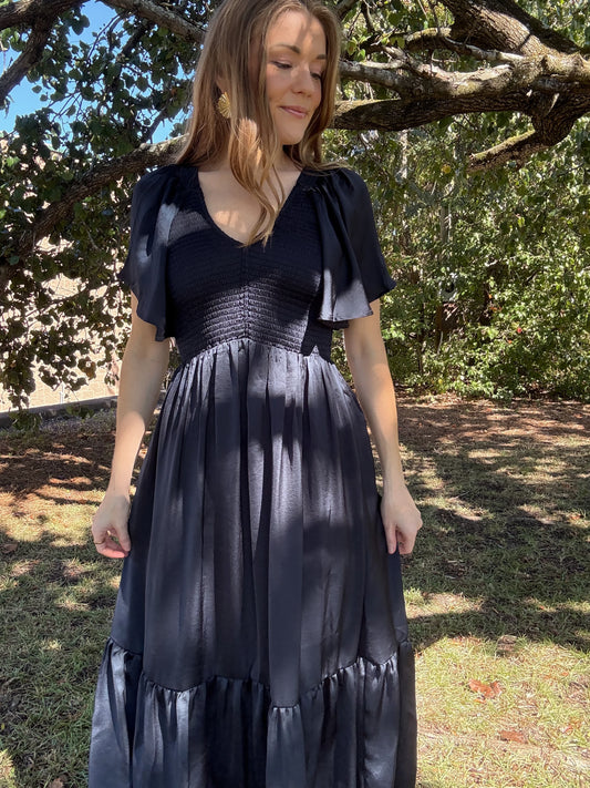 Midnight Satin Maxi Dress