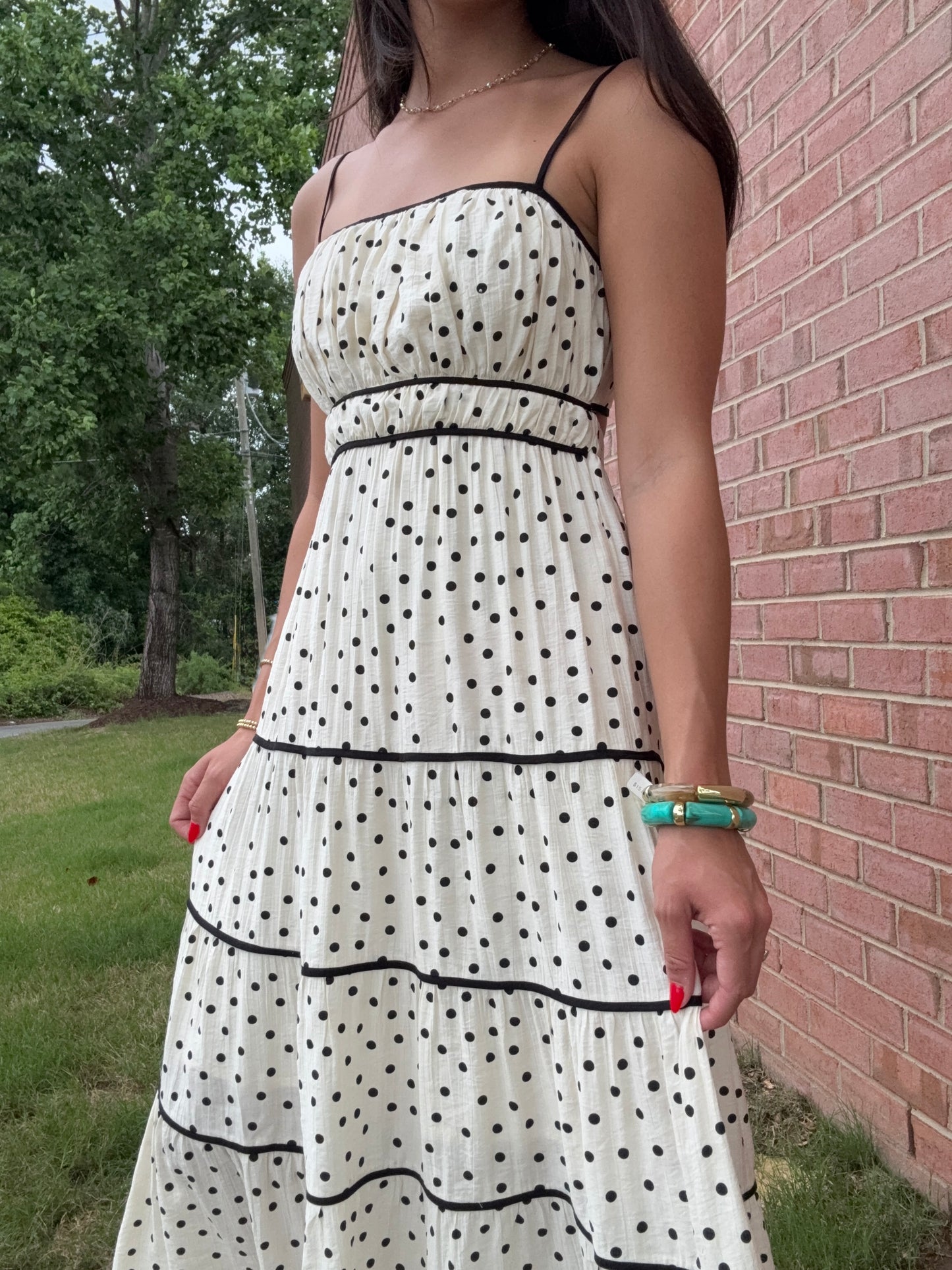 Polka Dot Tie Back Midi Dress