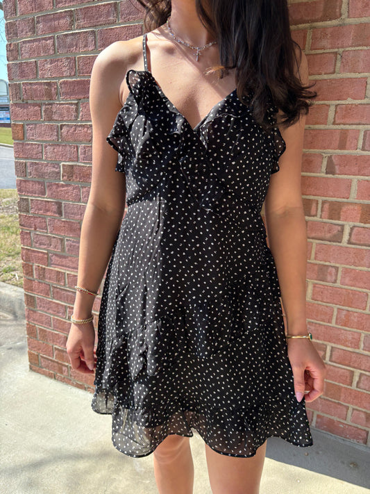 Lottie Black Polkadot Mini Dress