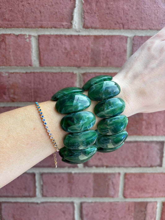 Green Marble Oval Bracelet