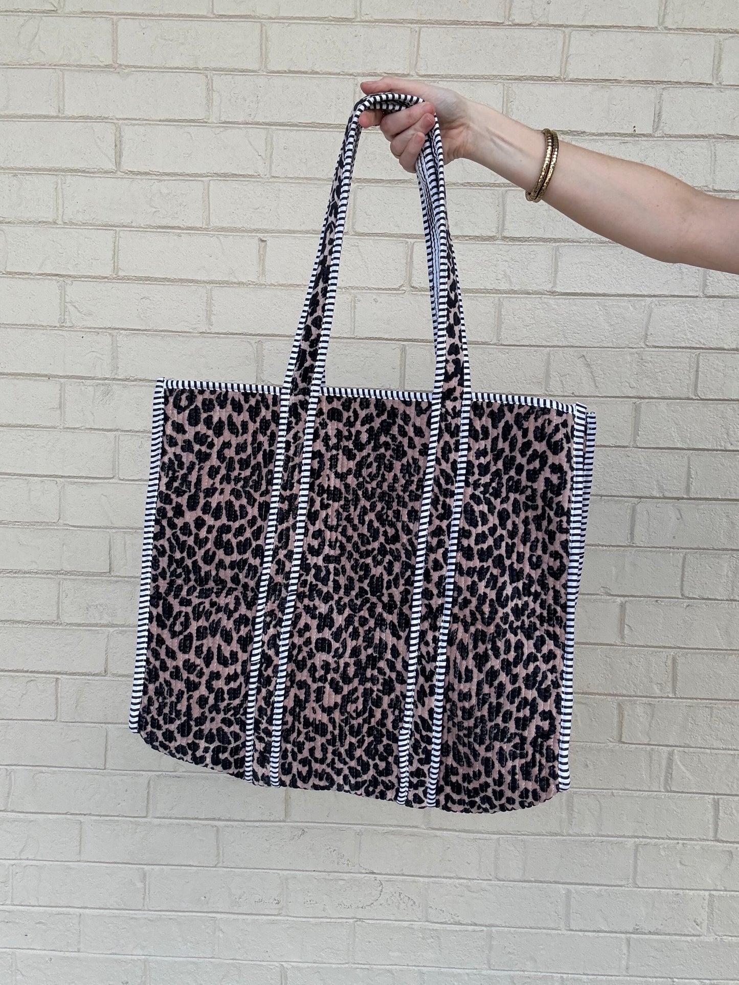 Leopard Quilted Large Tote Bag