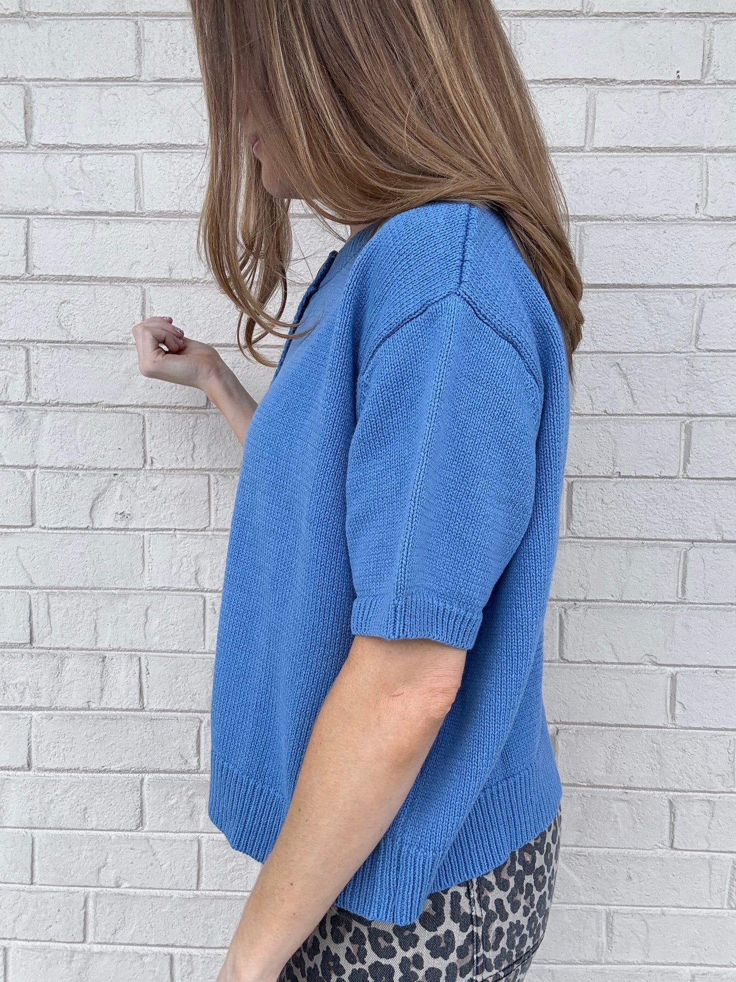 Carter Blue Short Sleeve Cardigan