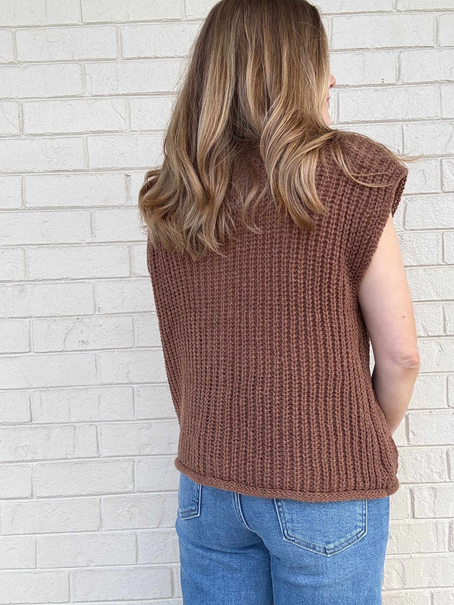Marcy Camel Button Sweater Vest