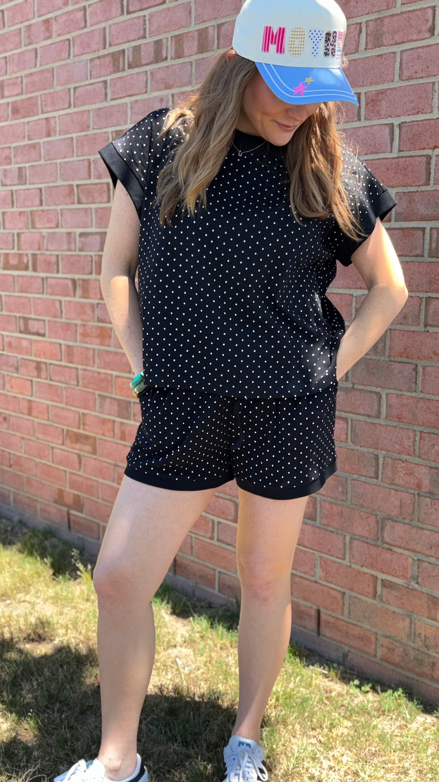 Black Polka Dot Shorts Set
