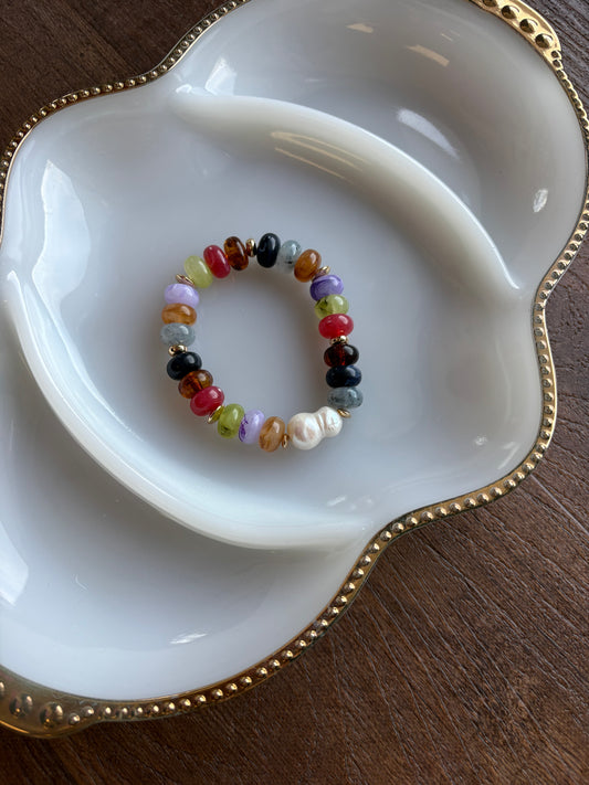 Multi Gem Freshwater Pearl Bracelet