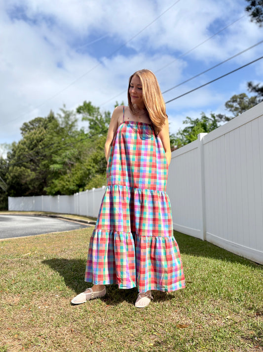 Multi Gingham Maxi Dress