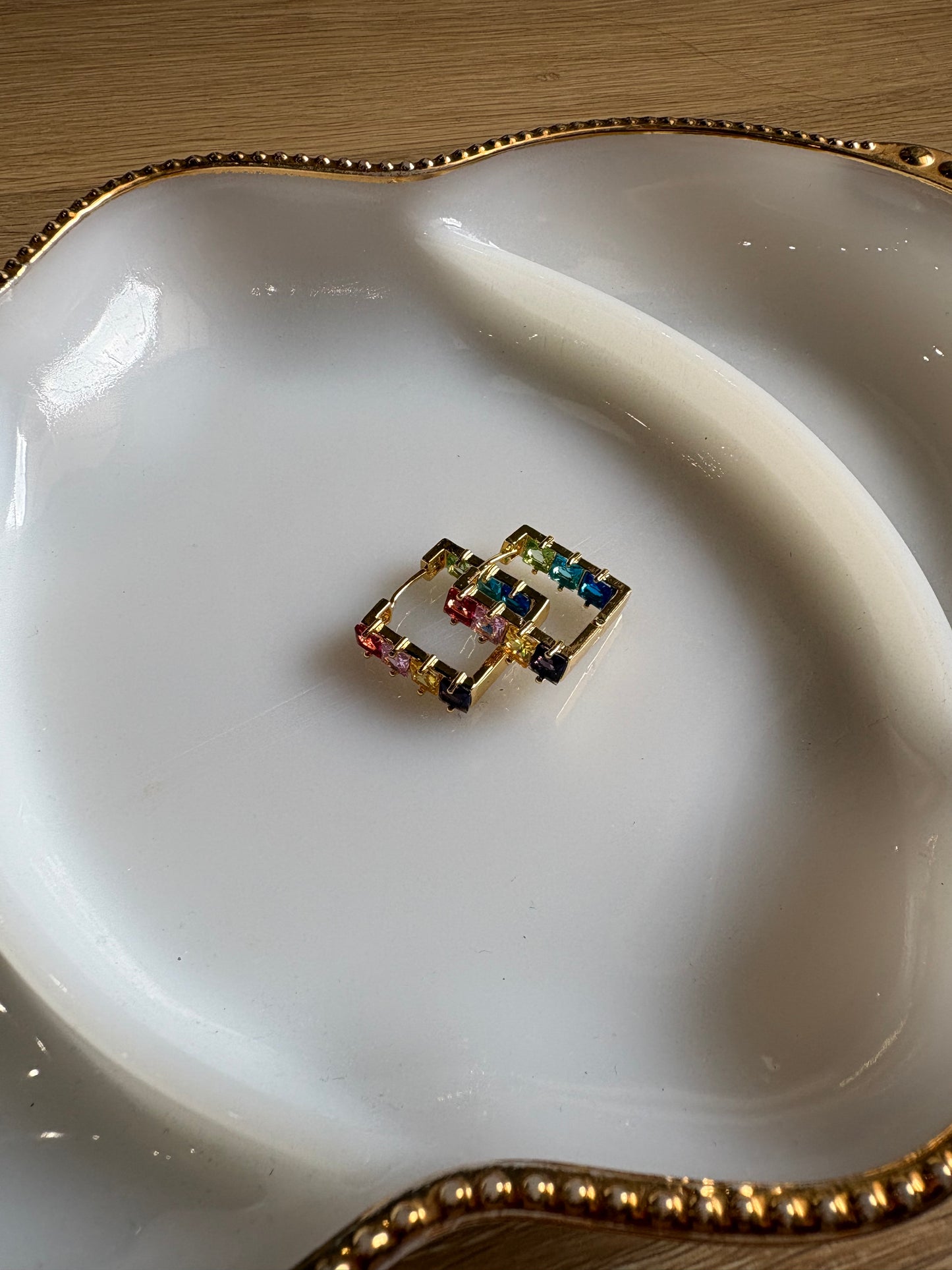 Multicolor Square Huggie Earrings