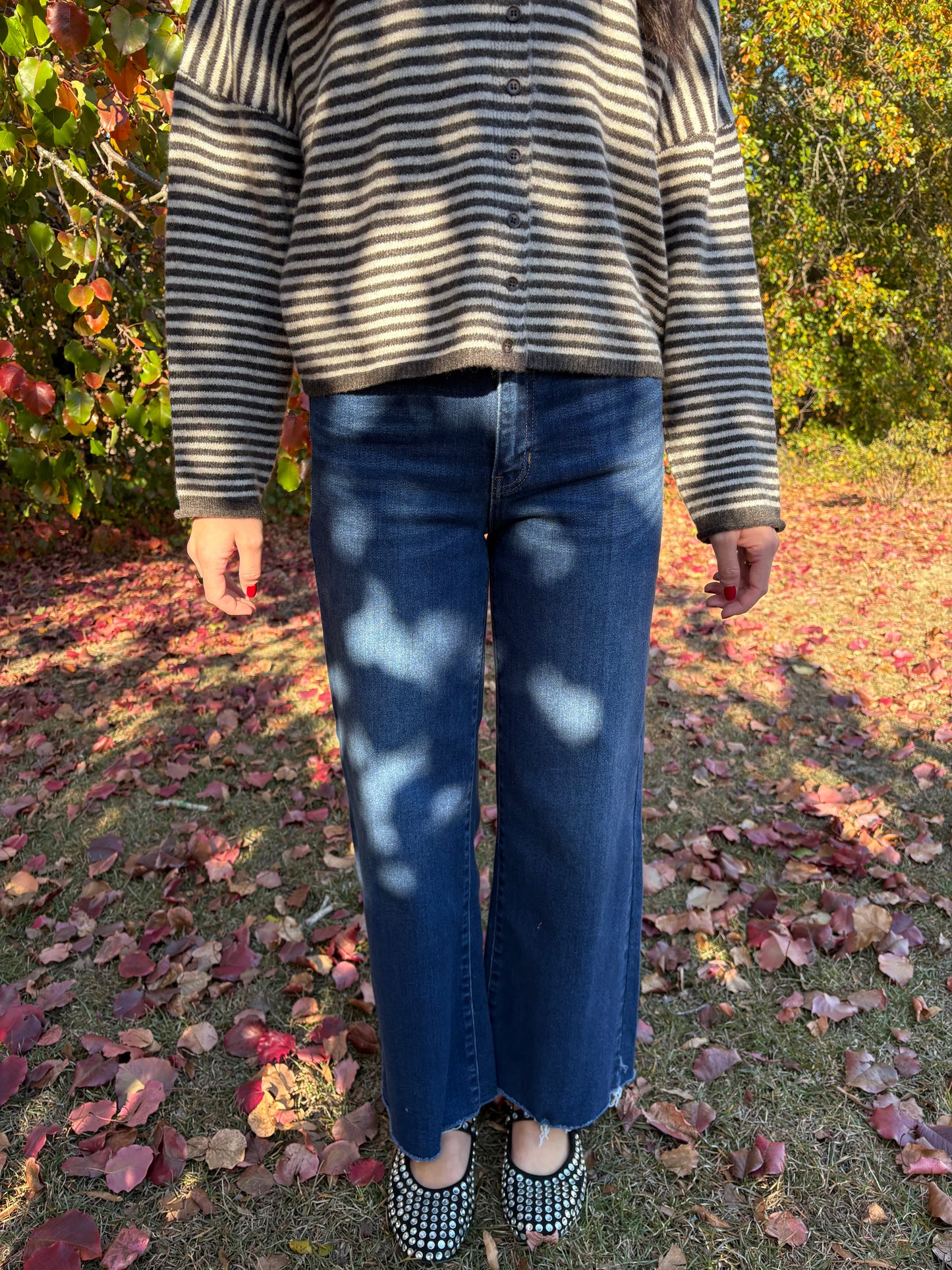 Slim Wide Leg Dark Wash Denim