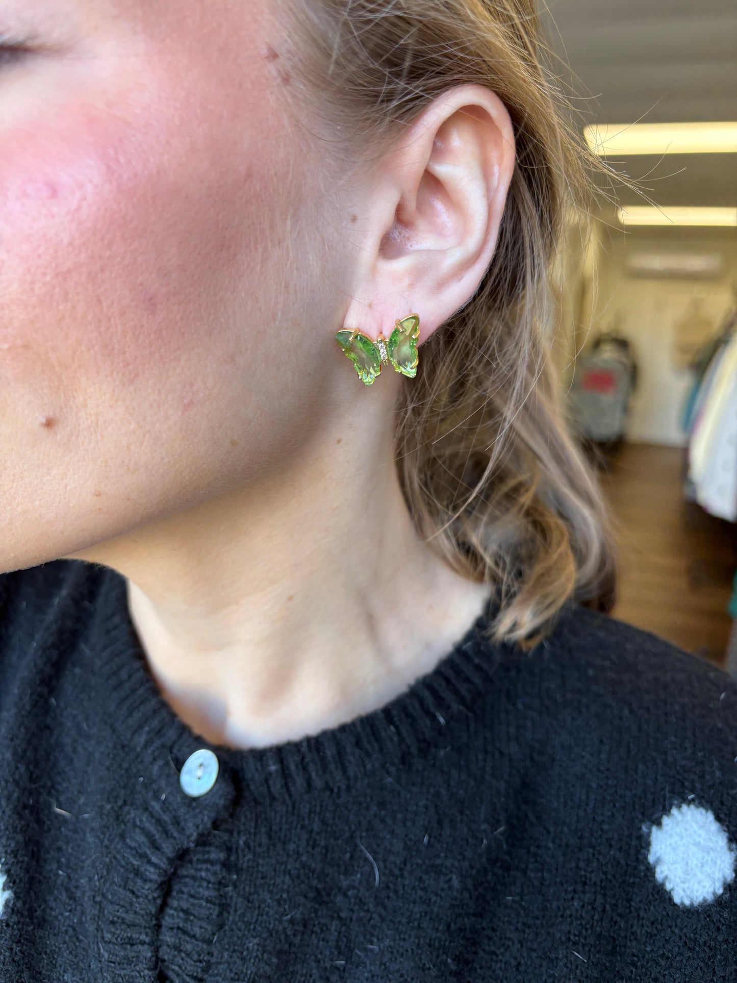 Crystal Butterfly Stud Earrings