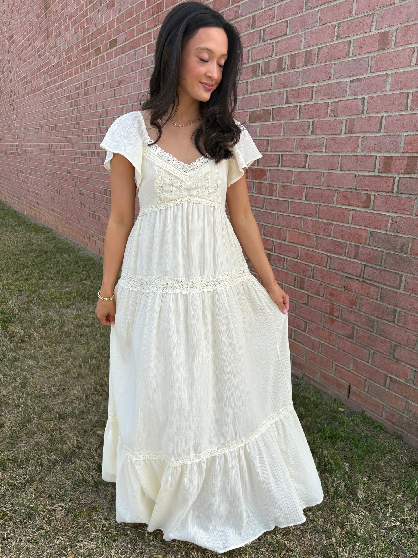 Buttercream Cotton Lace Maxi Dress