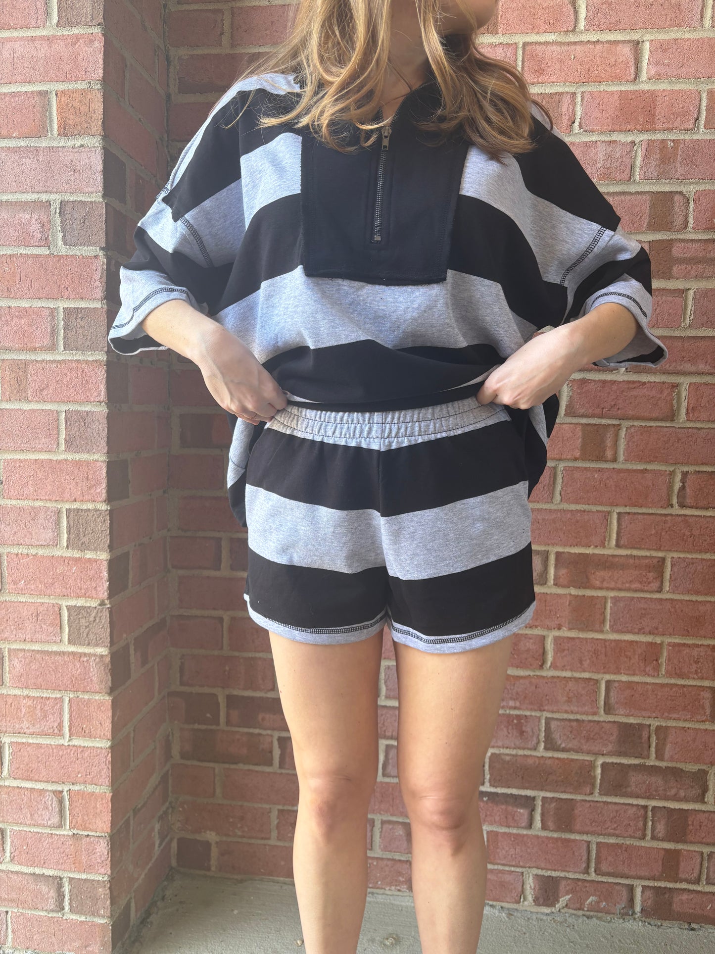 Benson Black Grey Striped Rugby Set