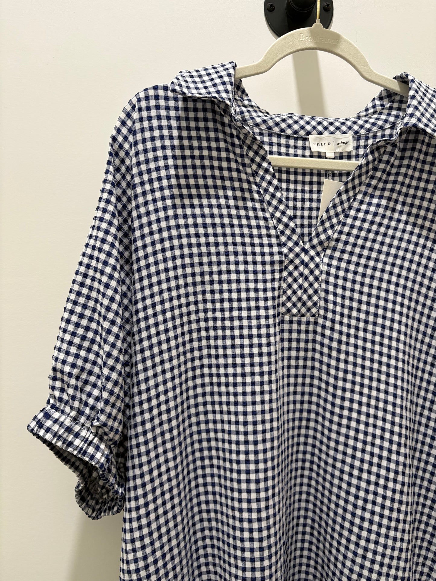 Navy Blue Gingham Midi Dress