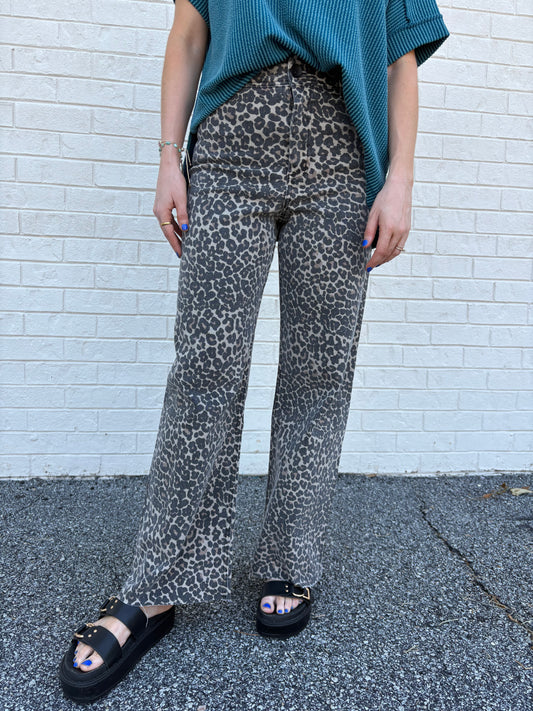 Leopard Denim Pants