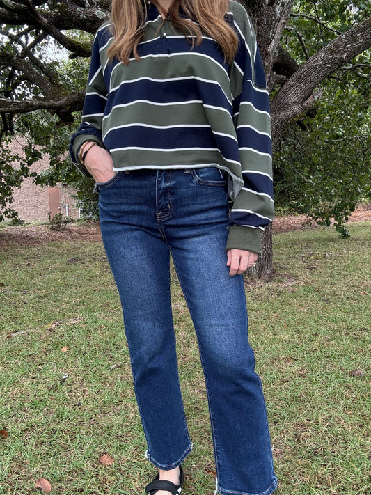 High Rise Crop Straight Denim