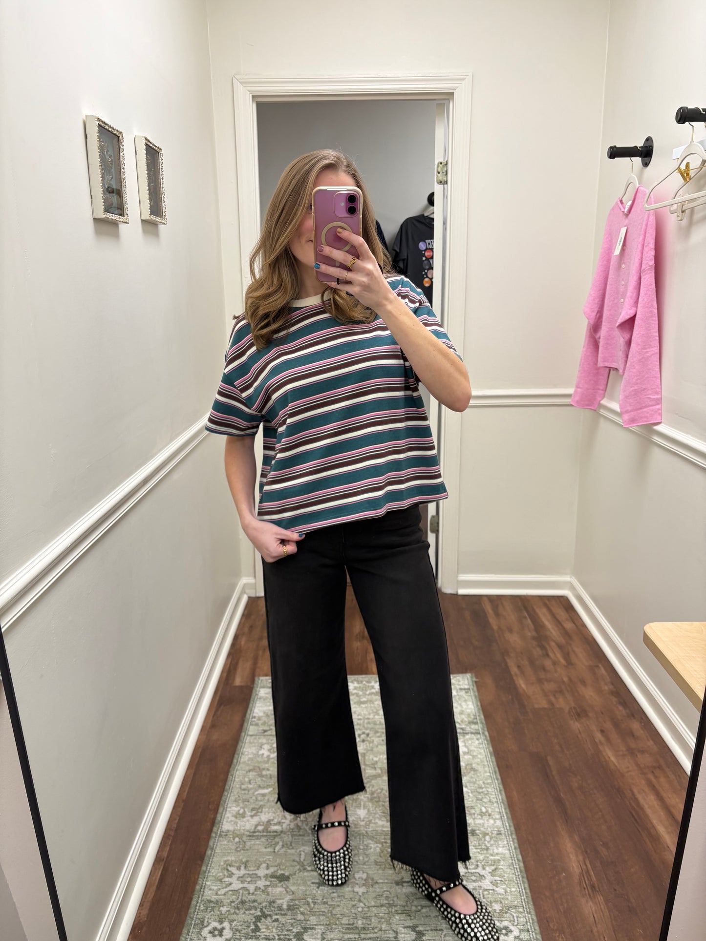 Margot Teal Striped Tee