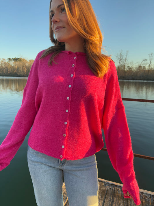 Fuschia Piper Cardigan