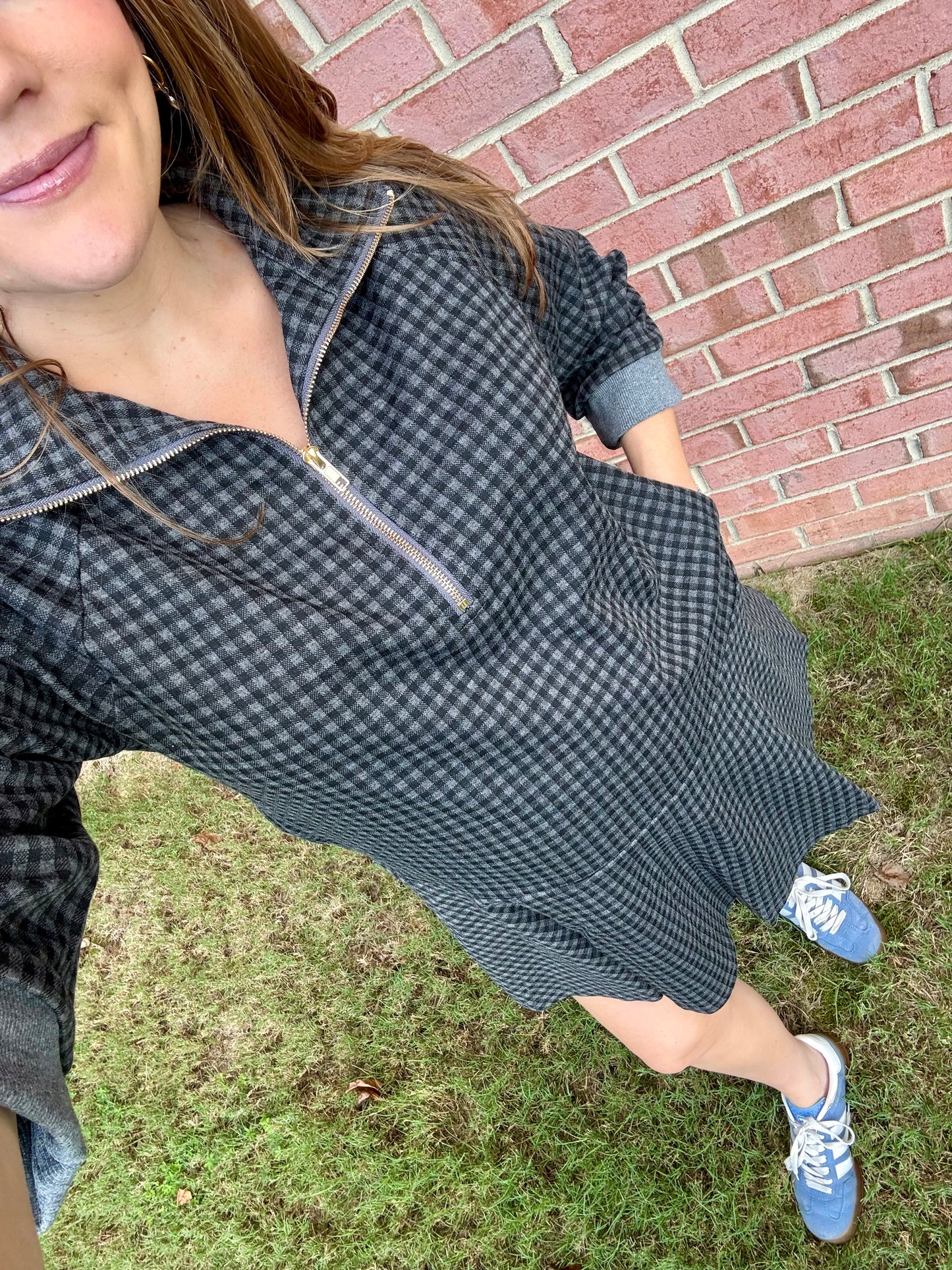 Charcoal Gingham Athletic Dress