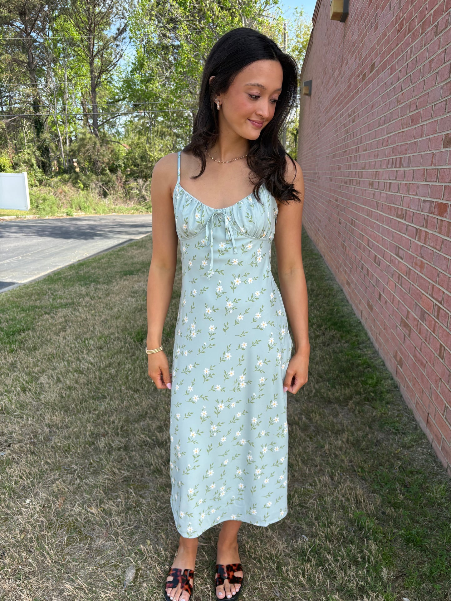 Mint Floral Midi Dress