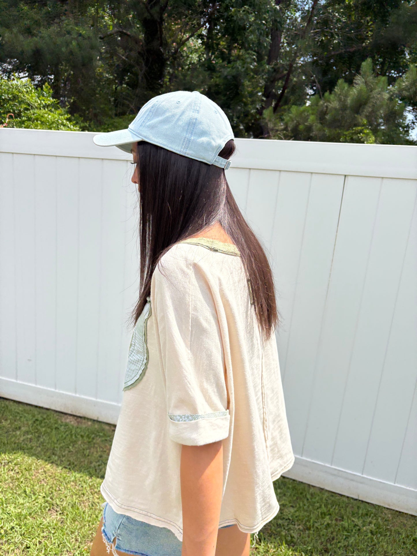 Sage Horseshoe Patchwork Blouse