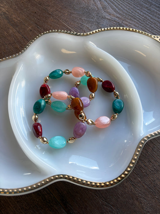 Irregular Marble Resin Beaded Bracelet