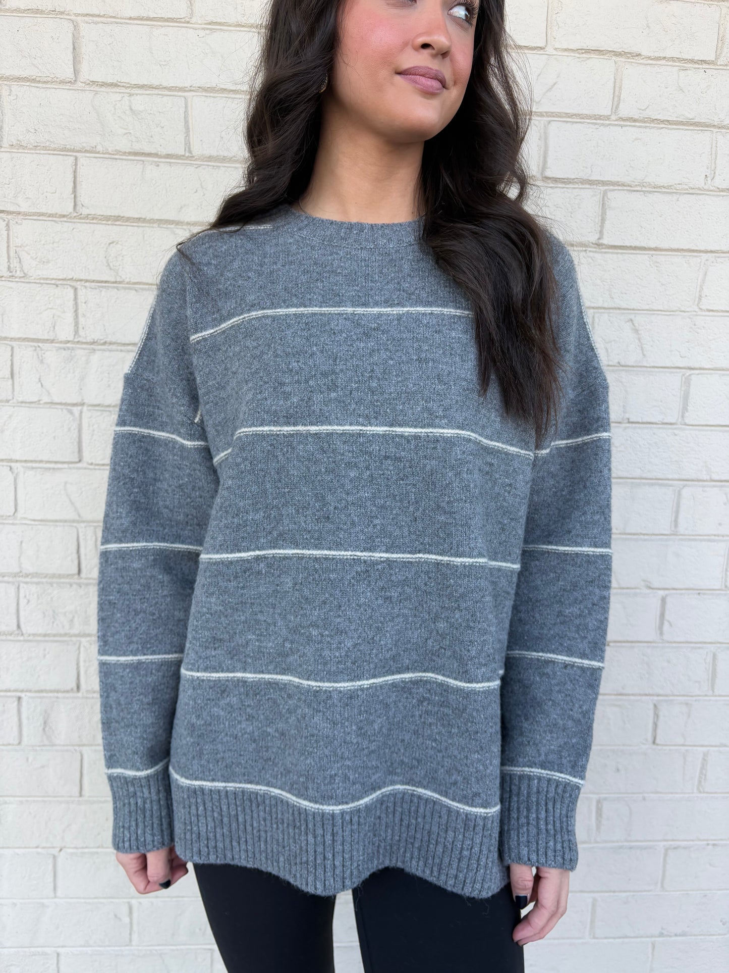 Grey Striped Sweater